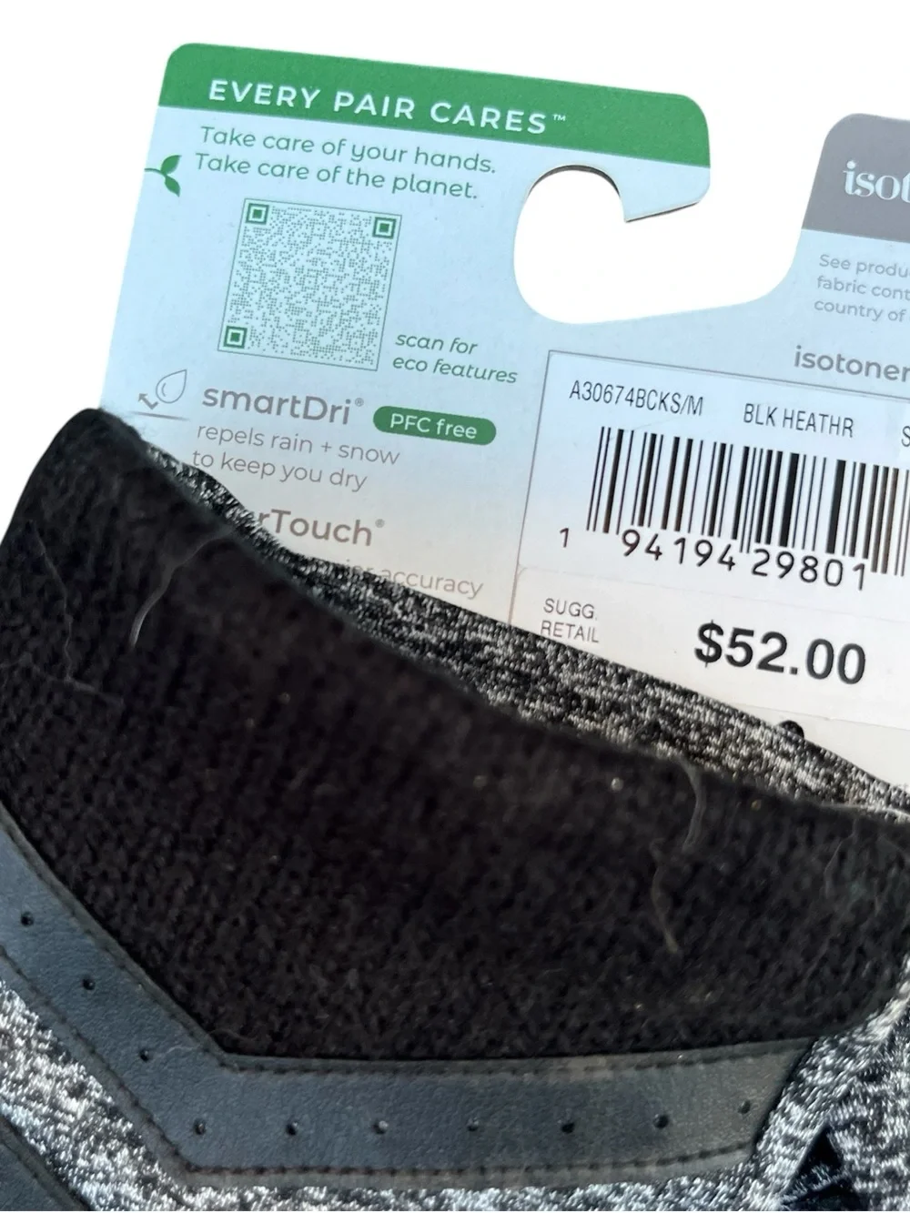 NWT Isotoner smartDRI® Spandex Chevron Gloves with Rib-Knit Cuff SZ S/M